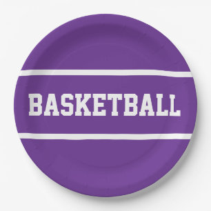 Sportliches königliches lila weißes BASKETBALL-Tex Pappteller