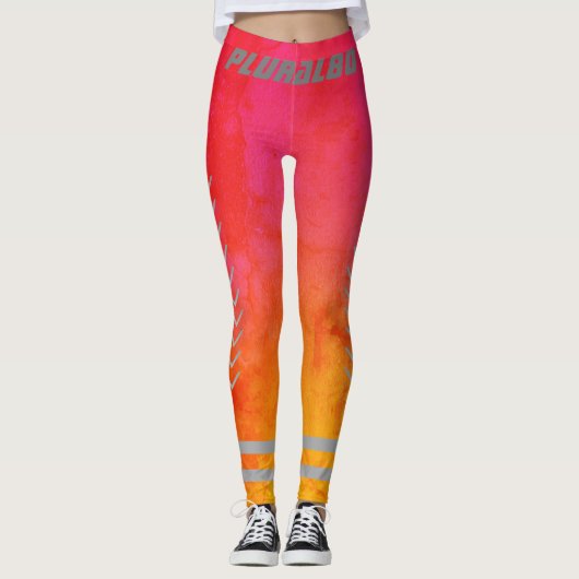 Sportliches mit Monogramm-rosa-gelbes Gradiententr Leggings (Vorderseite)