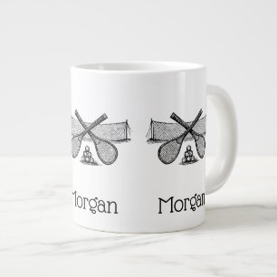 Sportliches Vintage-Tennisnetz, gekreuzte Schläger Jumbo-Tasse