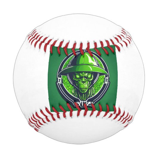 Sportlogo mit grüner Alien Baseball (Rückseite)