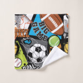 Sportmuster mit Bällen Badhandtuch Set (Waschlappen)