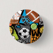 Sportmuster mit Bällen Button (Vorderseite)