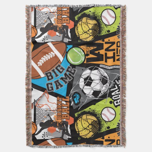 Sportmuster mit Bällen Decke (Vorderseite Vertikal)