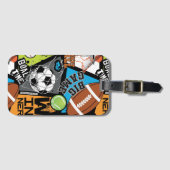 Sportmuster mit Bällen Gepäckanhänger (Vorderseite (Horizontal))