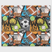 Sportmuster mit Bällen Geschenkpapier (Flach)