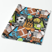 Sportmuster mit Bällen Geschenkpapier (Ungerollt)