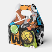 Sportmuster mit Bällen Geschenkschachtel (Rückseite)