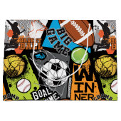 Sportmuster mit Bällen Große Geschenktüte (Vorderseite)