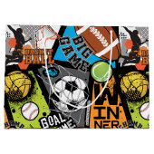 Sportmuster mit Bällen Große Geschenktüte (Rückseite)
