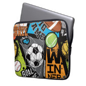 Sportmuster mit Bällen Laptopschutzhülle (Vorderseite Links)