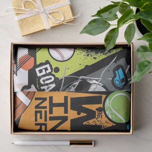 Sportmuster mit Bällen Seidenpapier (Geschenk)