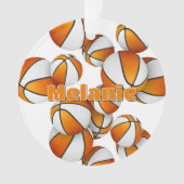 Sportname auf orangefarbenen weißen Basketballkörb Ornament (Vorderseite)
