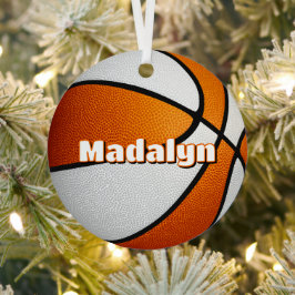 Sportname: orangefarbener weißer Basketball Ornament Aus Metall