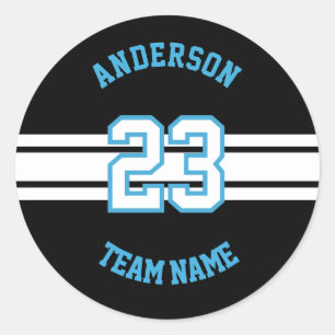 Sportname, Team- und Nummerndesigns Runder Aufkleber