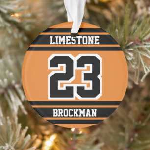 Sportnummer Orange, White and Black Jersey Ornament