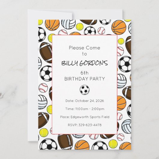 Sportparty Kinder Bunte Fußball-Spaß Einladung (Vorderseite)