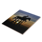 Sportpferde springen mit Rider Art Fliese (Seite)