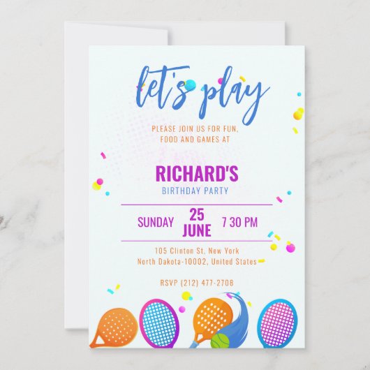 Sportpickleball Geburtstagsparty Einladung (Vorderseite)