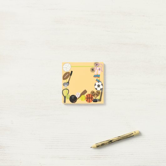 Sportpost - Anmerkung Post-it Klebezettel (Auf Schreibtisch)