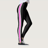 Sportrosa und weißer Streifen Schwarze Leggings (Rechts)