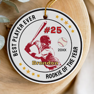 Sportroter Weißer Sportlicher Baseball-Junge Keramik Ornament