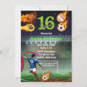 Sports 16 . Geburtstag Geburtstagsfeier Einladung (Vorderseite)