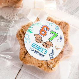 Sports 6 7 Meme Trend Six Seven Birthday Party Runder Aufkleber