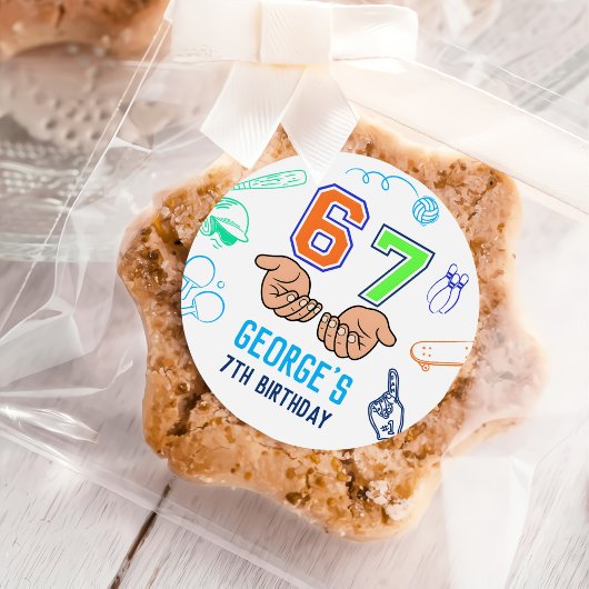 Sports 6 7 Meme Trend Six Seven Birthday Party Runder Aufkleber