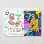 Sports 6 7 Meme Trend Six Seven Birthday Photo Einladung (Vorderseite)