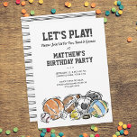 Sports Balls Athletic Birthday Party Invitation Einladung<br><div class="desc">Celebrate your sports loving child with this fun birthday party invitation.  Add your party details to customize.</div>