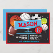 SPORTS BALLS Geburtstagsparty Einladung (Vorne/Hinten)
