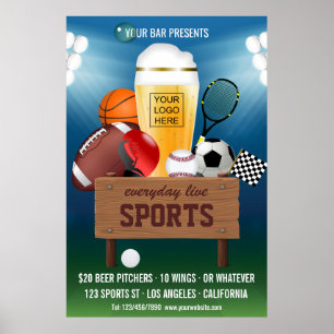 Sports Bar Event Promo Logo Werbung hinzufügen Poster