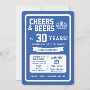 Sports Bar Geburtstags Cheers und Bier bis 30 Jahr Einladung