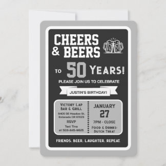 Sports Bar Geburtstags Cheers und Bier bis 50 Jahr Einladung