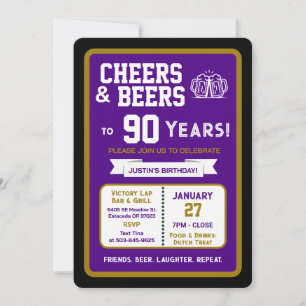 Sports Bar Geburtstags Cheers und Bier bis 90 Jahr Einladung