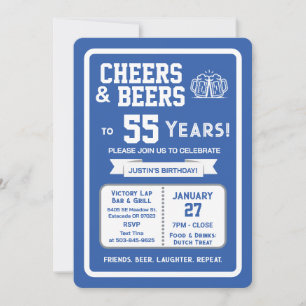 Sports Bar Geburtstags Cheers und Bier zu 55 Jahre Einladung
