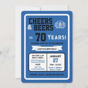 Sports Bar Geburtstags Cheers und Bier zu 70 Jahre Einladung