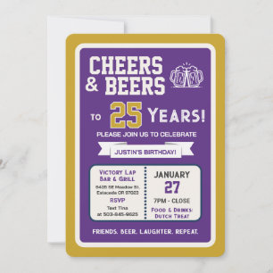 Sports Bar Geburtstags Cheers und Bier zum 25. Geb Einladung