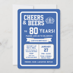 Sports Bar Geburtstags Cheers und Bier zum 80er Einladung