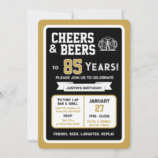 Sports Bar Geburtstags Cheers und Bier zum 85. Geb Einladung