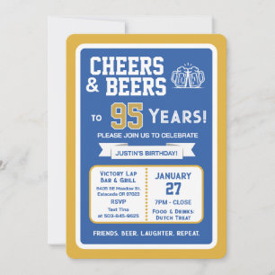 Sports Bar Geburtstags Cheers und Bier zum 95. Geb Einladung