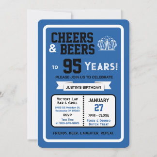 Sports Bar Geburtstags Cheers und Biere für 95 Jah Einladung