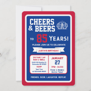 Sports Bar Geburtstagscheers und Bier zum 85. Gebu Einladung