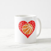 Sports Basketball Ball Red Love Shaped Heart Valen Kaffeetasse (VorderseiteRechts)