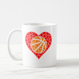 Sports Basketball Ball Rot Liebesförmiges Herz Val Kaffeetasse