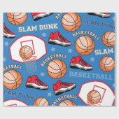 SPORTS Basketball Slam Dunk Fun Athlete Muster Geschenkpapier (Flach)