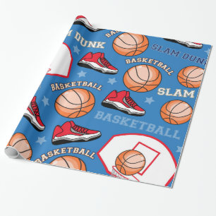 SPORTS Basketball Slam Dunk Fun Athlete Muster Geschenkpapier