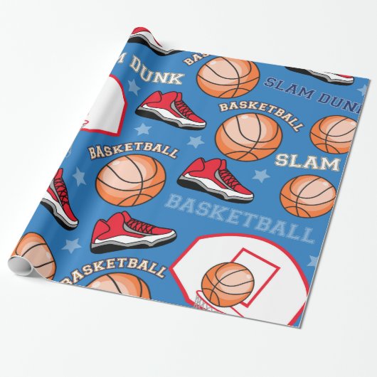 SPORTS Basketball Slam Dunk Fun Athlete Muster Geschenkpapier (Ungerollt)
