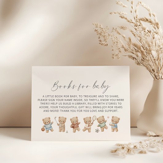 Sports bear baby shower bearly wait book request begleitkarte