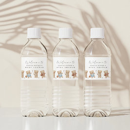 Sports bear baby shower, we can bearly wait wasserflaschenetikett